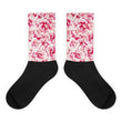 Pink floral Black foot socks - Hutsylife