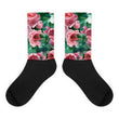 Pink rose Black foot socks - Hutsylife