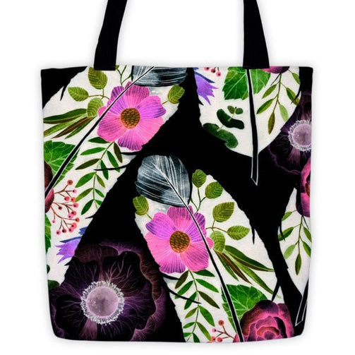 Black feather Tote bag - Hutsylife