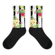 Stripe flower Black foot socks - Hutsylife