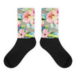 Watercolor floral Black foot socks - Hutsylife