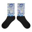 Ornamental blue Black foot socks