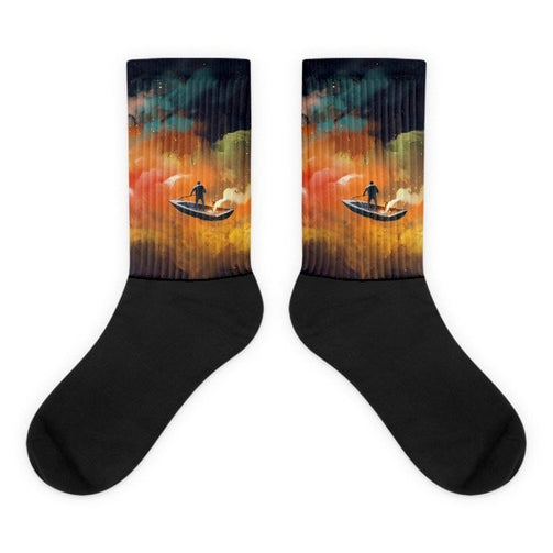 Space boat Black foot socks - Hutsylife