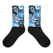 Blue marble swirl Black foot socks - Hutsylife