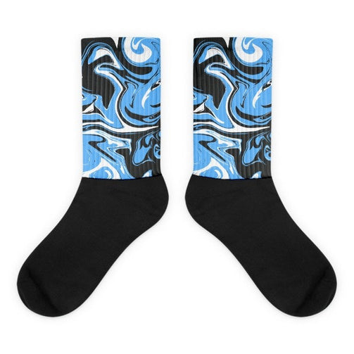 Blue marble swirl Black foot socks - Hutsylife