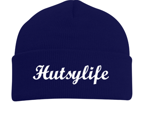 Classic Hutsylife Knit Navy Blue Beanie - Hutsylife