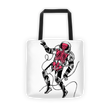 Red skeleton spaceman Tote bag